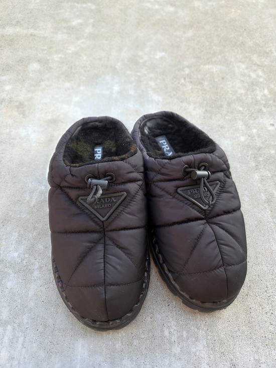 Prada Shoes - Prada Quilted Brown Slide Mules